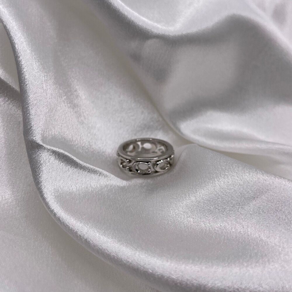 COACH Women’s Silver Pierced Signature Logo Ring - Picture 6 of 12